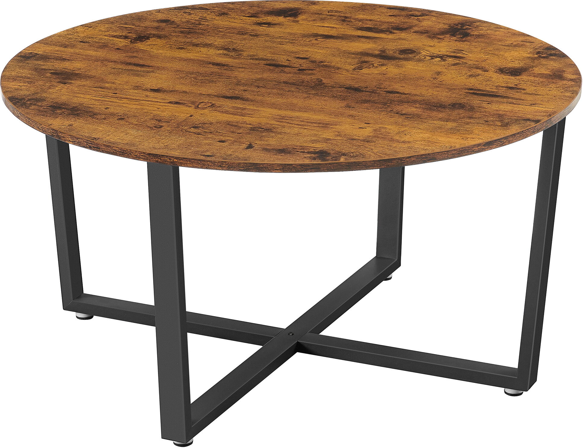 VASAGLE Table basse ronde style industriel effet bois marron rustique