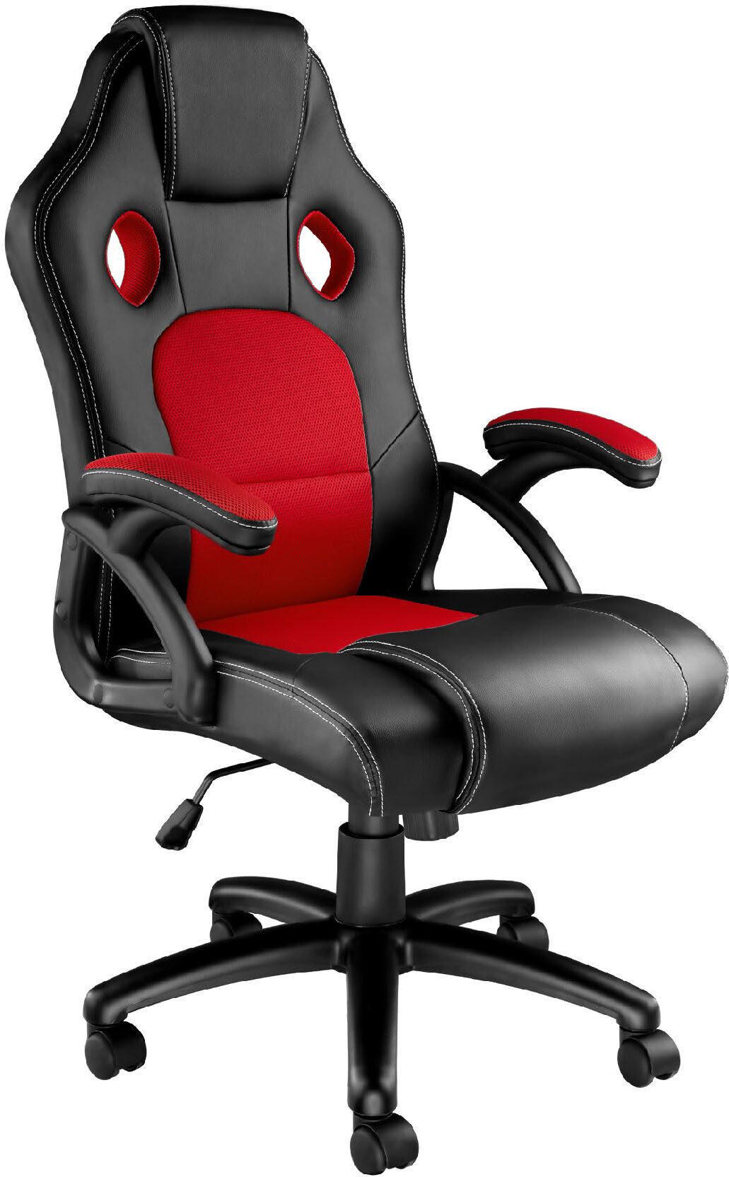 Tectake Chaise de bureau Forme ergonomique noir/rouge