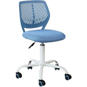 SoBuy Chaise bleue de bureau à roulettes en métal blanc