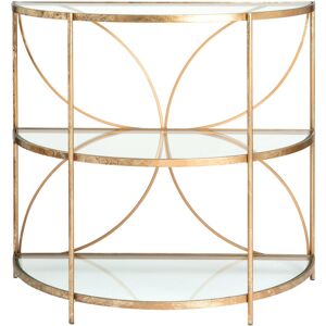 Maisons du Monde Bout de canape demi-lune en metal dore et verre