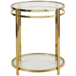 Maisons du Monde Bout de canape double plateaux en verre et metal dore