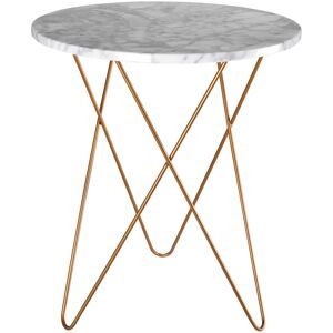 Maisons du Monde Bout de canape en marbre clair et metal dore