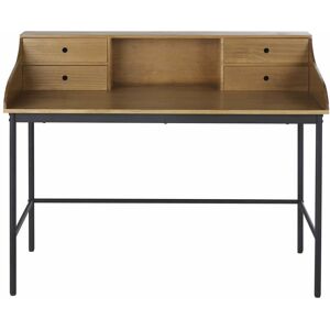 Maisons du Monde Bureau 4 tiroirs 1 niche en bois de pin et metal noir