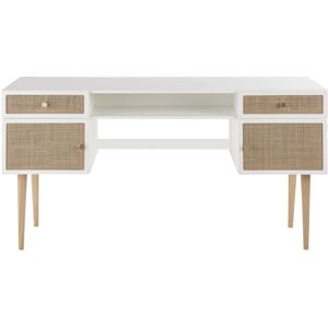 Maisons du Monde Bureau enfant bicolore 2 portes 2 tiroirs cannage en rotin