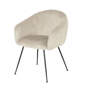 Maisons du Monde Chaise avec accoudoirs en velours beige cappuccino