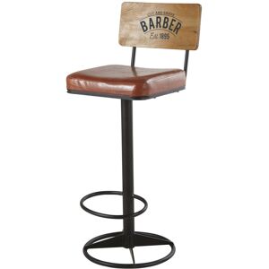 Maisons du Monde Chaise de bar en metal noir et assise marron H75