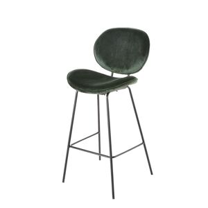 Maisons du Monde Chaise de bar en velours vert et metal noir H73