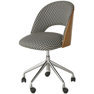 Maisons du Monde Chaise de bureau reglable a roulettes motif graphique noir et blanc