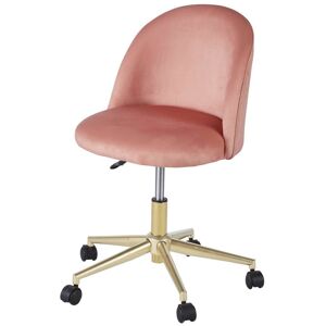 Maisons du Monde Chaise de bureau vintage a roulettes en velours rose