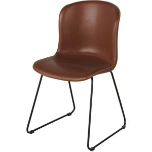 Maisons du Monde Chaise en textile enduit marron et metal noir