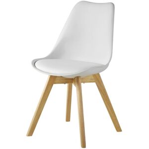 Maisons du Monde Chaise style scandinave en polypropylene blanc eclatant et bois d'hevea