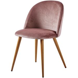 Maisons du Monde Chaise vintage en velours vieux rose et metal imitation chene