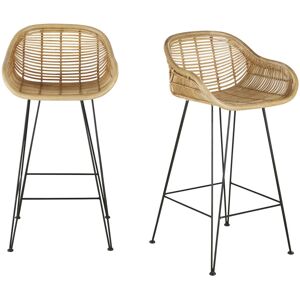 Maisons du Monde Fauteuils de bar en rotin et metal noir H76 (x2)