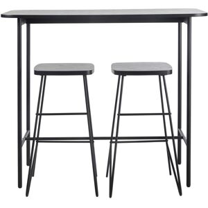 Maisons du Monde Table a manger haute et tabourets (x2) noir mat 2 personnes L120