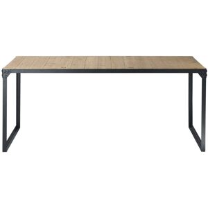 Maisons du Monde Table a manger industrielle en bois de sapin et metal 8 personnes L180