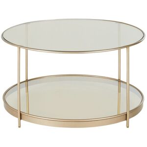 Maisons du Monde Table basse ronde 2 plateaux en metal coloris laiton rose et verre trempe