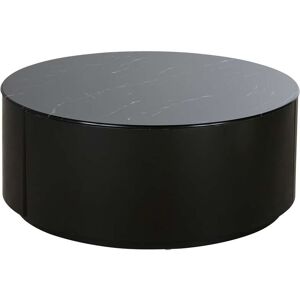 Maisons du Monde Table basse ronde 2 tiroirs effet marbre noir