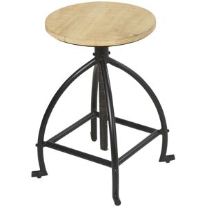 Maisons du Monde Tabouret industriel reglable en metal noir et pin recycle