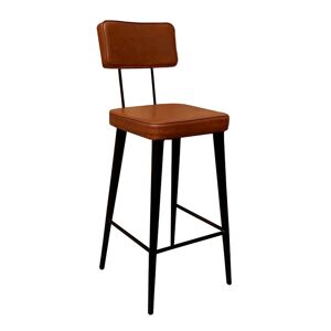 Made in Meubles Tabouret de bar en cuir et croute de cuir marron 45 cm