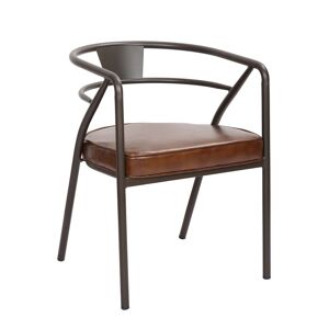 Mathi Design Chaise confort aspect cuir marron