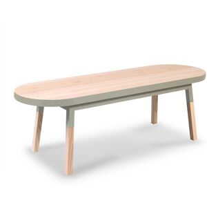 MON PETIT MEUBLE FRANCAIS Table basse banc 140 cm, 100% frene massif gris muscade