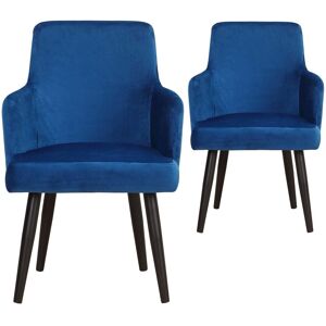 Menzzo Lot de 2 fauteuils de table en velours bleu