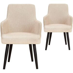 Menzzo Lot de 2 fauteuils de table en velours beige