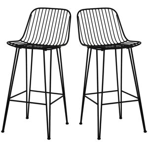 Pomax Lot de 2 chaises de bar design en metal 67cm noir