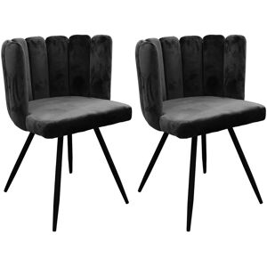 Altobuy Lot de 2 chaises velours noir