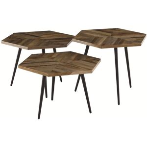 Zago Tables basses hexagonales teck recycle et metal (set de 3)