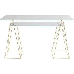 Kare Design Bureau en verre et acier dore