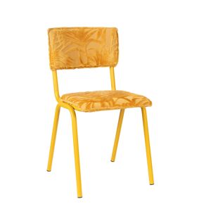 Zuiver Chaise de repas en velours brode jaune