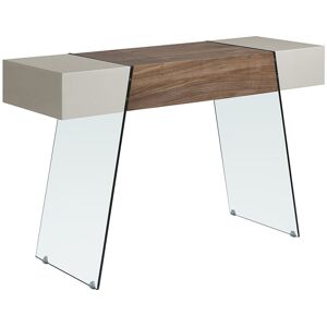 Angel Cerda Console effet bois noyer et verre trempe