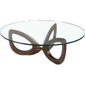 Angel Cerda Table basse effet bois noyer et verre