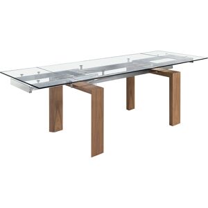 Angel Cerda Table a manger extensible verre et effet bois noyer