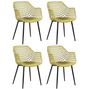 Now s Home Lot de 4 fauteuils de table en polypropylene jaune