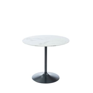 Drawer Table de bistrot ronde verre et metal noir blanc