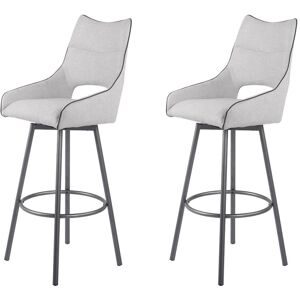 Meubletmoi Lot de 2 chaises hautes de bar en tissu gris clair