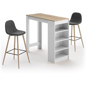 TEMAHOME Table bar effet bois blanc et chene naturel