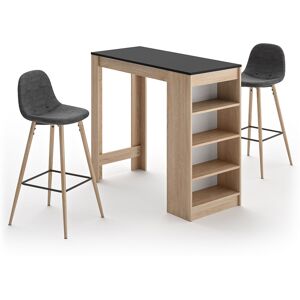 TEMAHOME Table bar effet bois chene naturel et noir