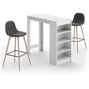 TEMAHOME Table bar effet bois blanc - gris anthracite