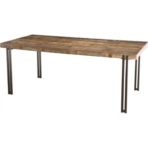 MACABANE Table a manger en teck recycle acacia mahogany pieds metal noir L200