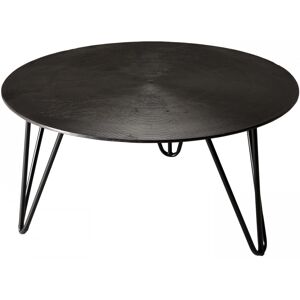 MACABANE Table basse ronde aluminium noir pieds epingles metal noir D75