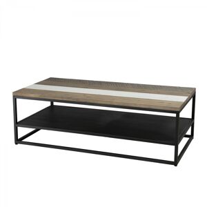 MACABANE Table basse avec tablette en acacia et metal L120