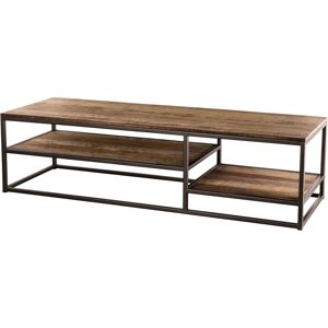 MACABANE Table basse teck recycle acacia mahogany metal noir L150