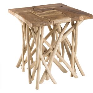 MACABANE Table d'appoint nature plateau en teck pieds bois flotte L55