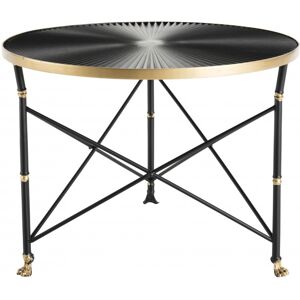 MACABANE Table d'appoint ronde ceinture doree pieds metal noir D61