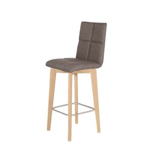 Meubletmoi Chaise de bar pietement en chene scandinave tissu marron