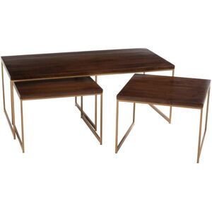 Hellin Tables basses gigogne en manguier et metal or