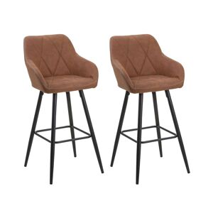 Beliani Lot de 2 chaises de bar marron